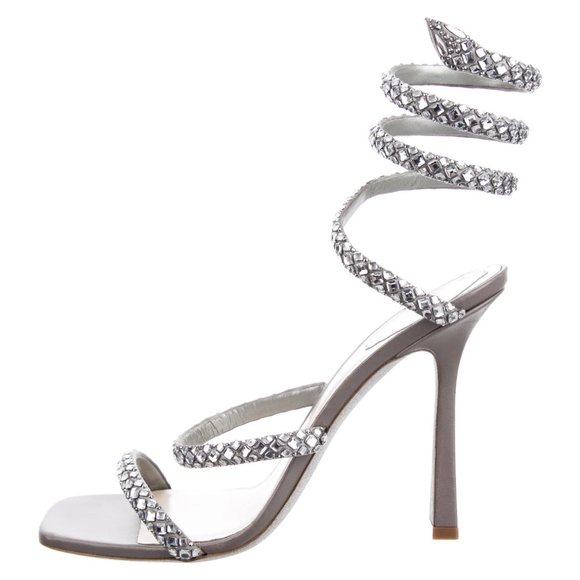 RENÉ CAOVILLA Cleo Snake Chrome Stiletto
Crystal Gladiator Sandals Size: 41 - Picture 2 of 7